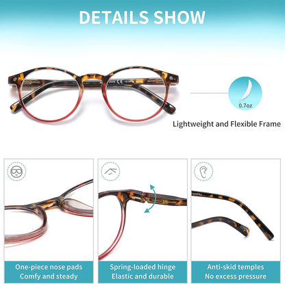 Reading Glasses for Women - Blue Light Blocking Ladies Spring Hinge Readers with Pouches anti Eyestrain/Glare Women'S Computer Eyeglasses (4 Pairs Mix Color, 1.00)